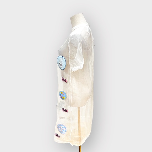 HOUSE OF CARDS Unique Silk Sheer Whirlpool Patch Dress (Sz 2) - Picture 6 of 8